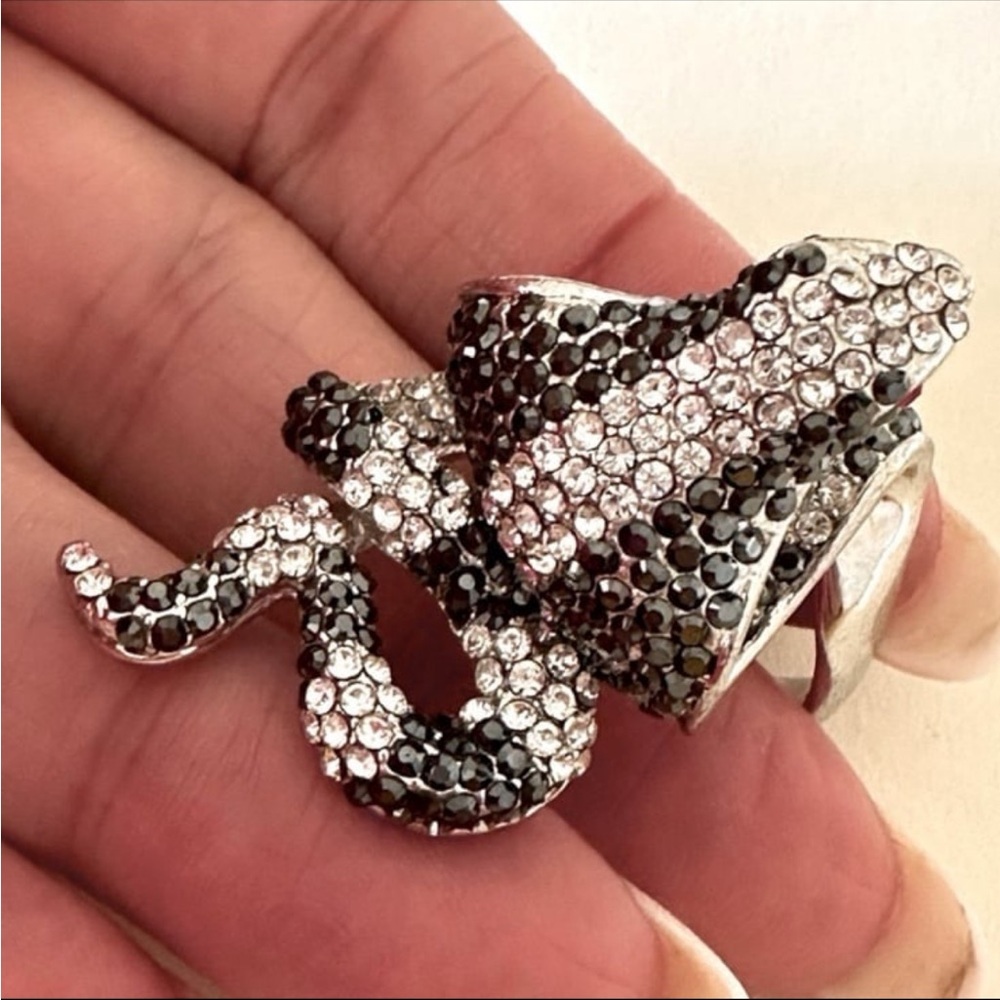 Crystal and silver Snake Ring - Picture 2 of 6